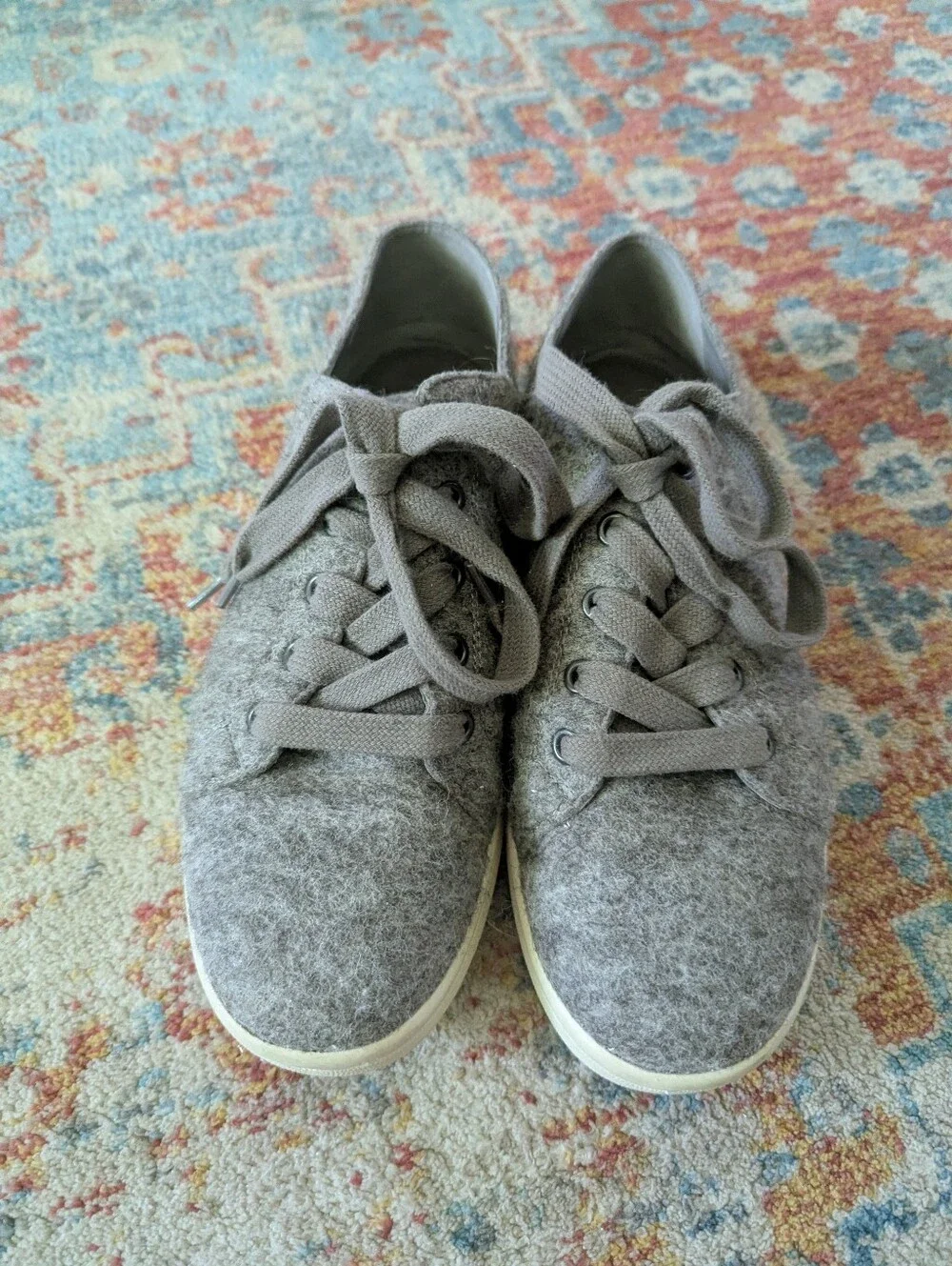 EILEEN FISHER Women’s 9.5 Clifton Gray Felt Wool Lace Up Sneakers Shoes